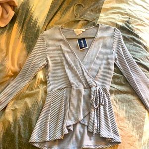 light blue and white striped shirt